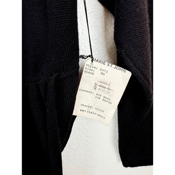 VTG St John Knit Bodysuit Top Womens M Black 80s Long Slvd Scarf Flaw Rare NWT - Picture 5 of 10